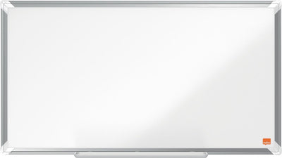 Nobo Premium Plus Breitbild-Magnet-Whiteboard aus Stahl – mit Stiftablage – inklusive Whiteboard-Marker – 710 x 400 mm