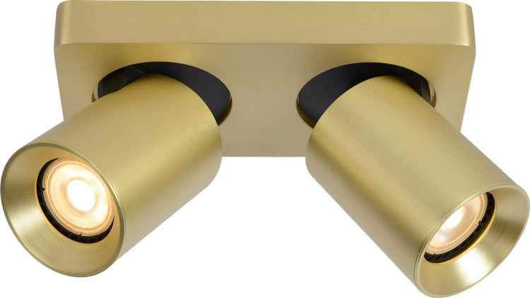 Lucide Nigel – Deckenstrahler (Deckenleuchte) – LED dim to warm – GU10 – 2 x 5 W 2200 K 3000 K – mattgoldenes Messing