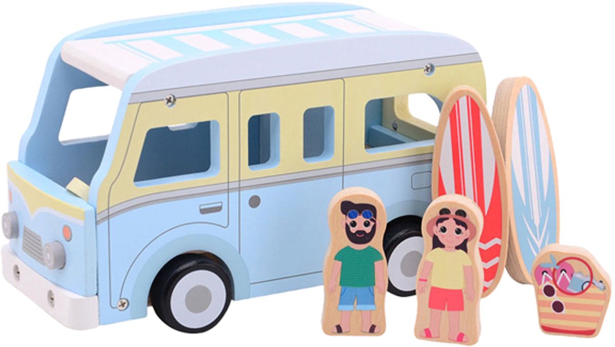 JoUeco Wooden Retro Beach Bus mit Accessoires