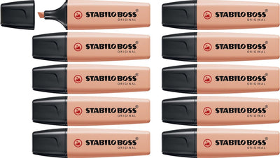 Stabilo Boss Original Pastell – Textmarker – Hervorheben mit Pastellfarben – cremiger Pfirsich – Schachtel mit 10 Stück