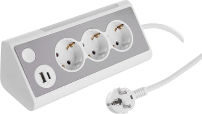Q-Link-Steckdosenleiste – 3-fach – geerdet – USB A C – mit Lampe – 3 x 1,5 mm² – 1,5 m – weiß