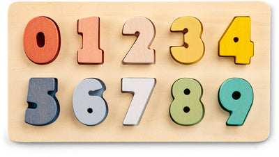 Woet® Zahlenpuzzle aus Holz – Zahlen 0 bis 9 – FSC – pastellfarbenes Zahlenpuzzle – pädagogisch wertvolles Zählen lernen – Kleinkindspielzeug – ab 2 Jahren