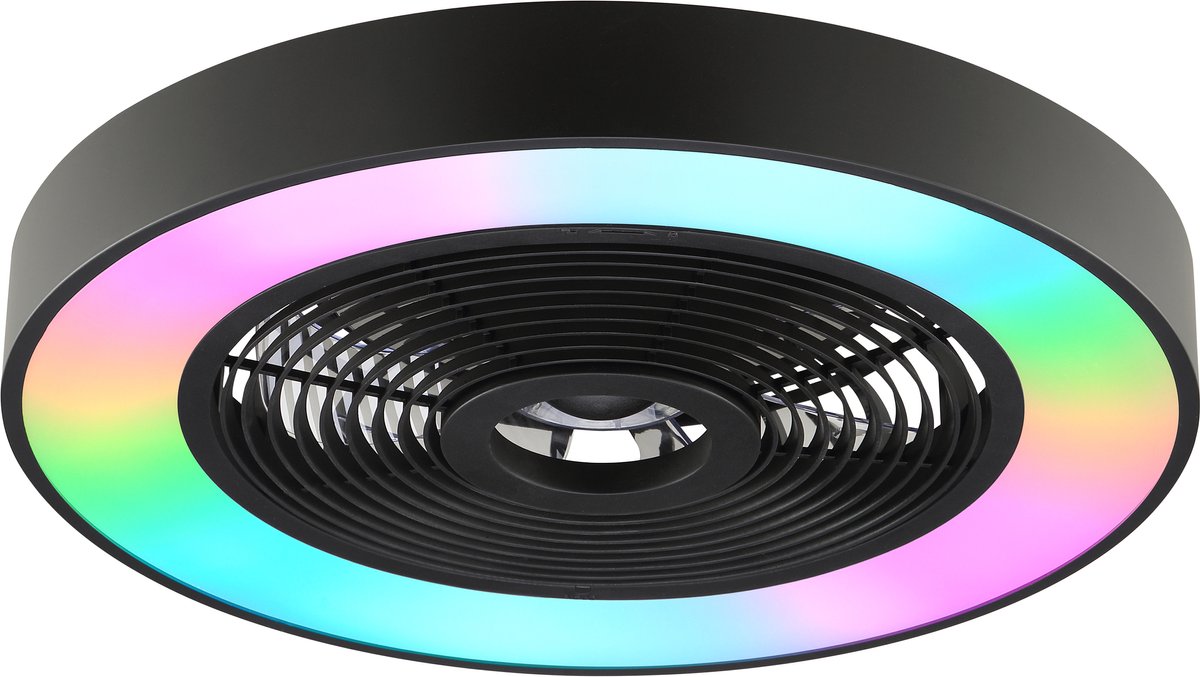 Brilliant Catania - Deckenventilator - LED 40W - CCT - 2700K-6500K - dimmbar - ICRGB - Nachtlicht - Timer - Fernbedienung - Schwarz
