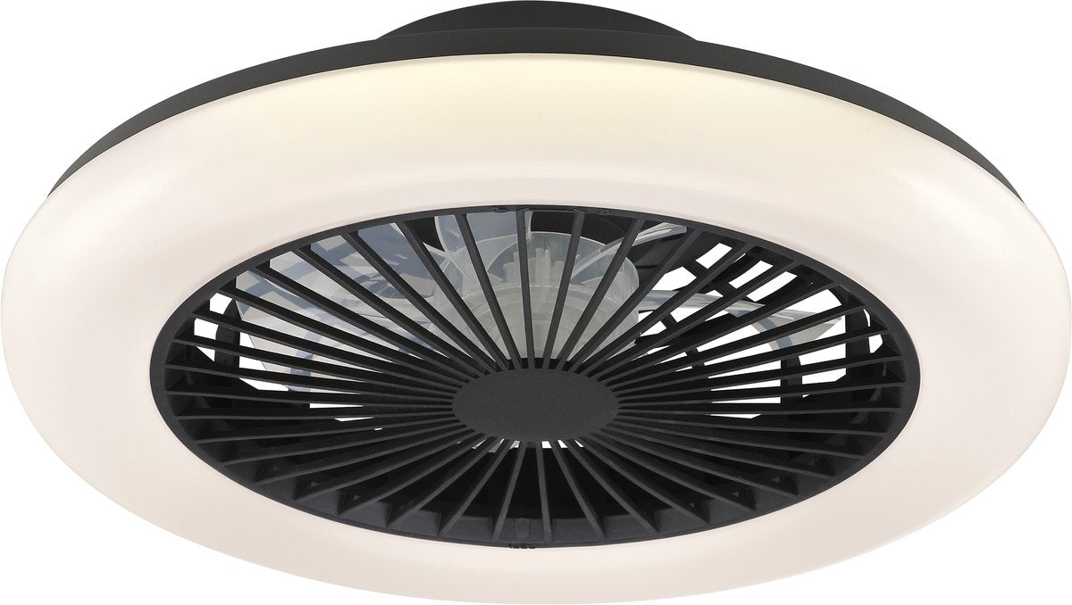 Brilliant Montero – Deckenventilator – LED 20 W – CCT – 2700 K-6500 K – dimmbar – Fernbedienung – Schwarz