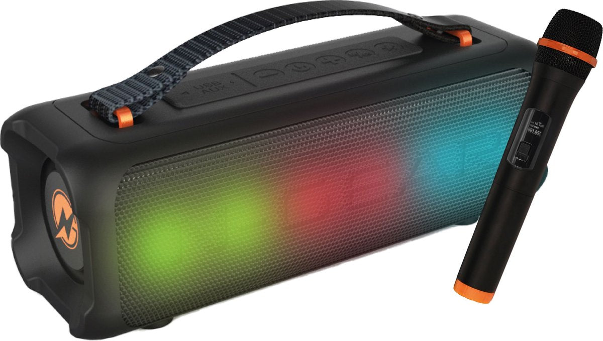N-Gear Blazooka 703b – Bluetooth-Lautsprecher – Karaoke-Set – Partybox mit Mikrofon – Schwarz
