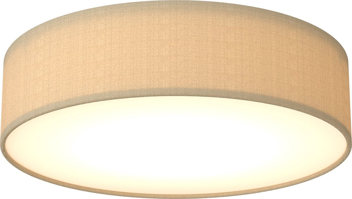 LED-Deckenlampe Calex, 40 cm, Stoffschirm, Taupe, E27-Fassung, warmweißes Licht, dimmbar, moderne runde Deckenlampe