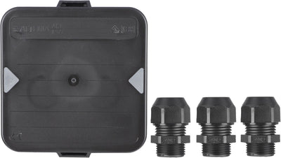 Attema Kabelbox M20 – Schwarz – 3 Kabelverschraubungen – IP65