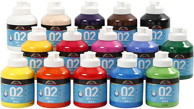 Creativ Company Acrylfarbe matt, verschiedene Farben, 15x500 ml 1 Box