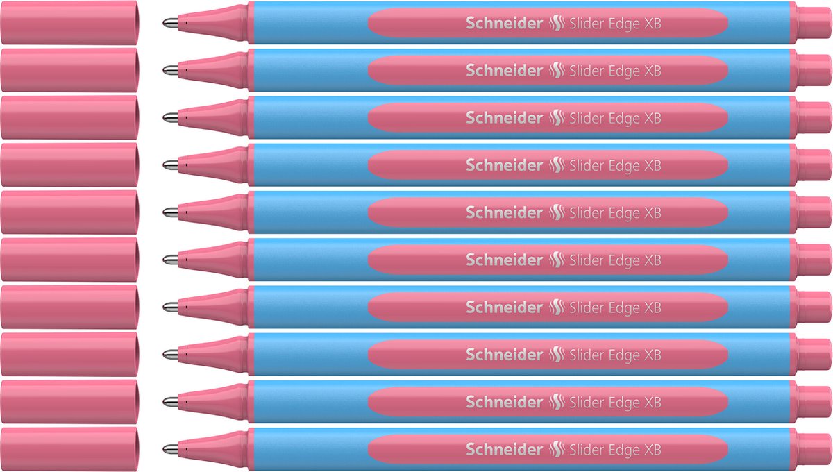 Schneider Schreibgeräte Schneider Kugelschreiber – Schiebekante Pastell – Feder XB – Schreibfarbe Pastell Flamingo – 10 Stück – S-152222-10