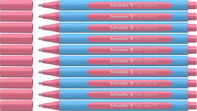 Schneider Schreibgeräte Schneider Kugelschreiber – Schiebekante Pastell – Feder XB – Schreibfarbe Pastell Flamingo – 10 Stück – S-152222-10