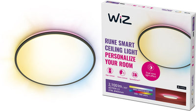 Wiz Deckenleuchte Rune schwarz – intelligente LED-Beleuchtung – farbiges und weißes Licht – integrierte LED – 21 W – WLAN