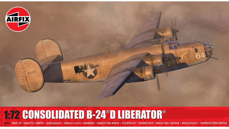 Airfix-Modellbausatz Flugzeug – 09011 Consolidated B-24D Liberator – amerikanischer schwerer Bomber – Propellerflugzeug aus Kunststoff – 1:72 – Modellbau