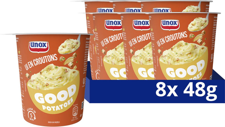 Unox gute Kartoffeln – Zwiebeln und Croutons – 8 x 48 g – Vorteilspackung