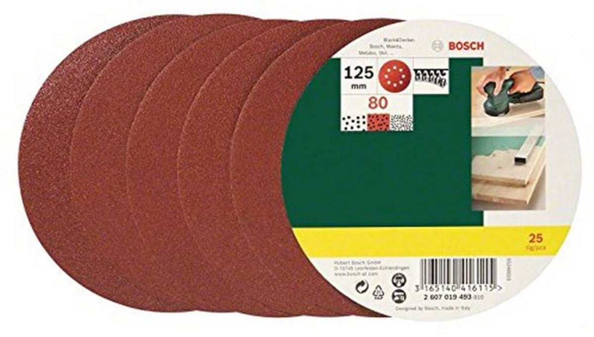 Bosch Schleifblatt-Set - 25-teilig - 125 mm (Körnung 80)