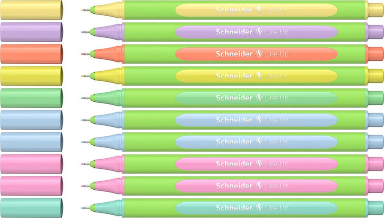 Schneider Schreibgeräte Schneider Fineliner – Line-Up – Strichstärke 0,4 mm – Pastell – Karton mit 10 Stück – S-191090