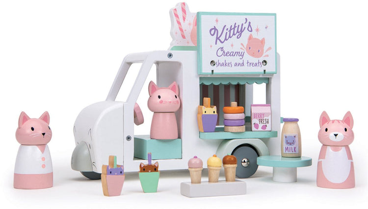 Tender Leaf Toy Kitty's Milkshake Van Holzspielset.