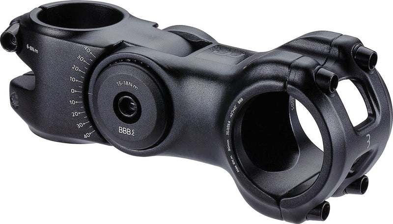 BBB Cycling Highsix OS Fahrradvorbau 90 mm – verstellbarer Vorbau – 40° + 40° Winkel – für 35 mm Lenker – schwarz – BHS-30
