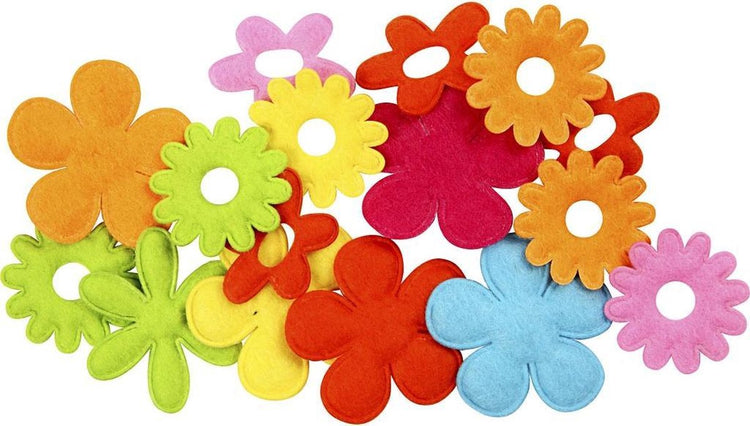Creativ Company Filzblumen, Größe 35x45 mm, Stärke 1,2 mm, 16 Stück 1 Karton