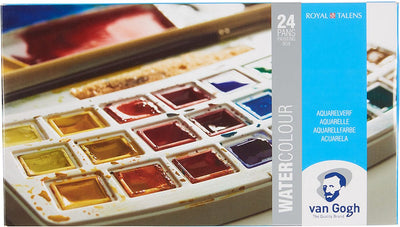 Van Gogh Aquarellfarben-Set im Kunststoffkoffer mit 24 Farben in halben Näpfchen
