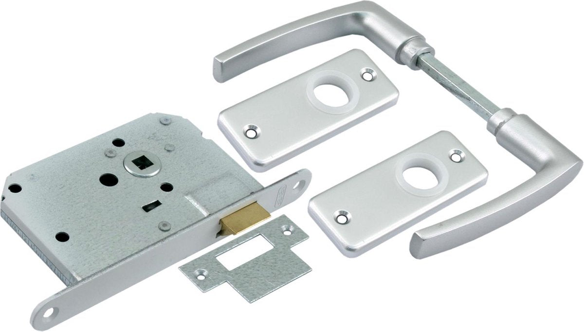 Starx-Zylinderschloss mit Beschlägen und Patentrosette - Weißaluminium