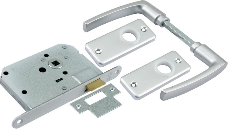 Starx-Zylinderschloss mit Beschlägen und Patentrosette - Weißaluminium