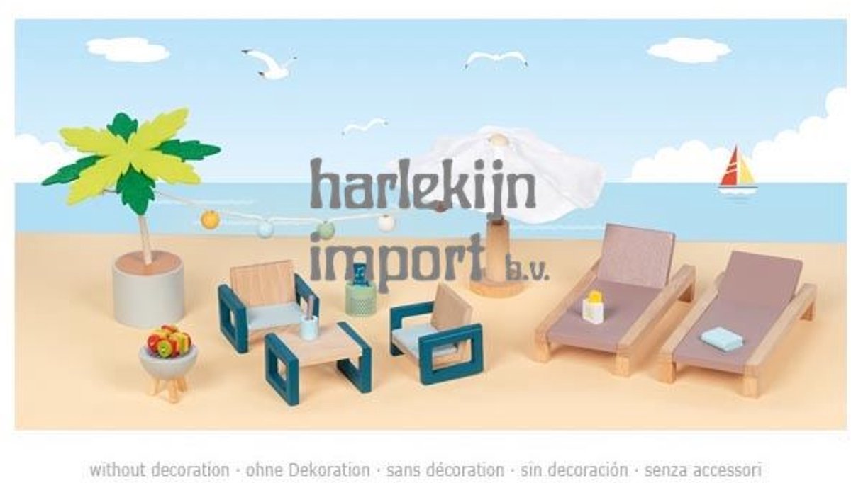 Goki Holzpuppenhaus Gartenmöbel Set Mallorca