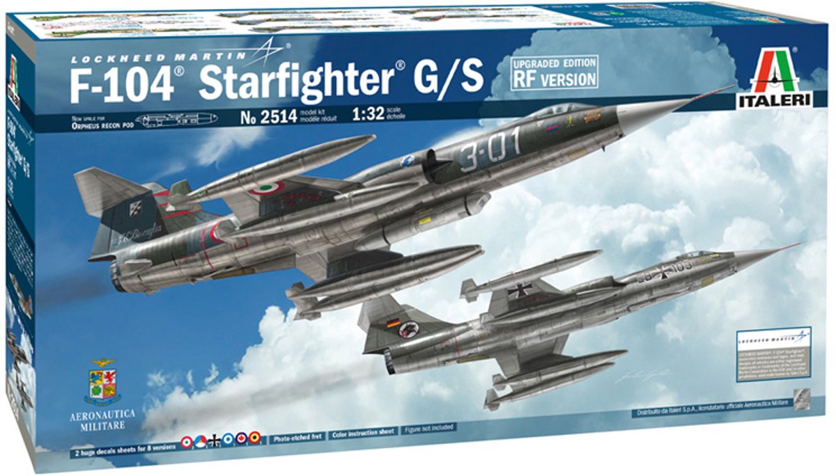 Italeri Modellbausatz Flugzeug – 2514 F-104 Starfighter G S – Upgraded Edition RF-Version aus Kunststoff – 1:32 – Modellbau