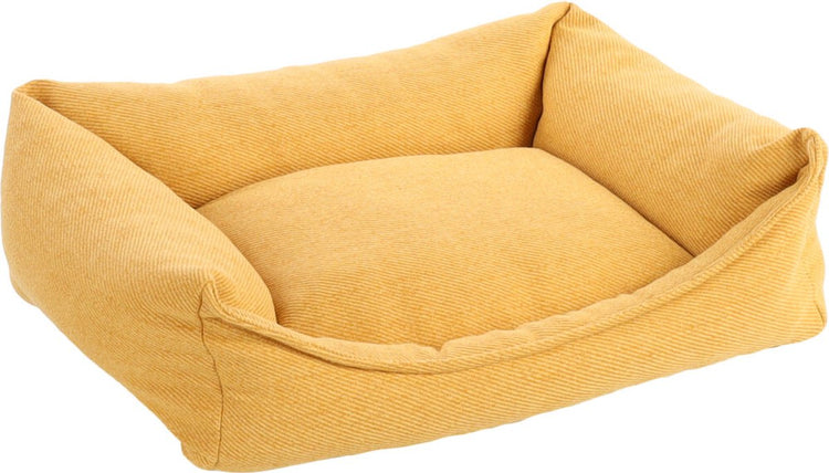 Orthopädisches Hundebett Flamingo – Orthopädisches Hundebett – Premium-Linie – reines Luxus-Hundebett 65 x 50 x 20 cm – extra Memory-Schaum für maximalen Komfort – Baldar-Korb gelb