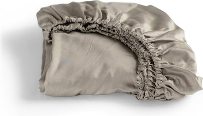 Cinderella – Sonntage – Spannbettlaken – 1 Person – 100 % Baumwollsatin – 100 x 210 cm – bis 25 cm Matratzenhöhe – Taupe