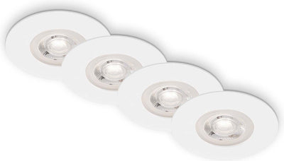Briloner Kulana – 4er-Set LED-Einbaustrahler – Badezimmerbeleuchtung – dimmbar – ø9 cm – IP44 – 4,9 W – 480 lm – 3.000 K – Weiß