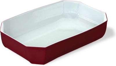 Pyrex rechteckige Auflaufform 3,2 l – Borosilikatglas – außen rote Glasur – 33 x 22 x 7 cm