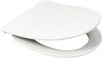 Plieger Zano Slim WC-Sitz (von Pressalit) – D-förmiger WC-Sitz – Duroplast – weiß – mit Deckel – Absenkautomatik – Schnellverschluss – Edelstahlbefestigung – passend für Geberit-WC