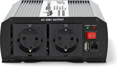Nedis Auto-Wechselrichter 1000 W – 12 V 230 V – 2 x Steckdose, 1 x USB-Ladeanschluss – modifizierte Sinuswelle – Spannungswandler