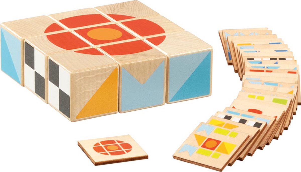Goki Puzzle - Spiel - 9 Blöcke - 25 Muster - Holz - 3+