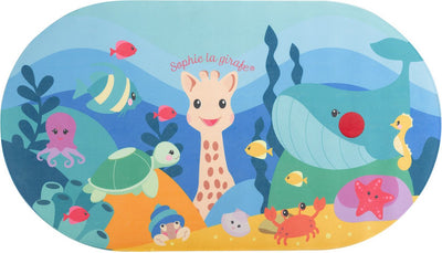 Badematte „Sophie die Giraffe“ mit Temperaturanzeige – rutschfestes, fröhliches Design mit Meerestieren, geeignet für Kinder ab 8 Monaten