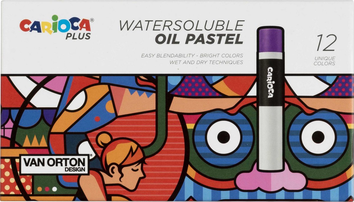 Carioca plus Ölpastelle – Set mit 12 Farben in Hartkartonbox – weiche Ölkreiden – geeignet für: Zeichnen, Malen und kreative Hobbys
