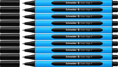 Schneider Schreibgeräte Schneider Kugelschreiber – Schiebekante – Feder f – Schreibfarbe Schwarz – 10 Stück – S-152001-10