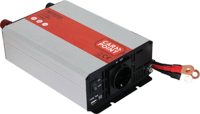 Carpoint Wechselrichter 12V auf 230V – 1000W 2000W Peak – mit USB – gesichert – Lüfter – für Auto, Wohnmobil, Wohnwagen