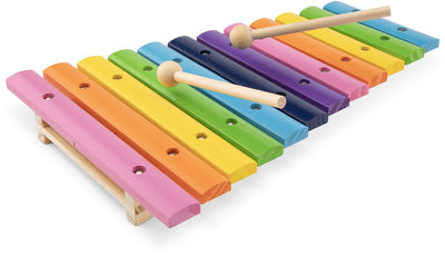 Woet® Xylophon-Spielzeug aus Holz – buntes Spielzeuginstrument mit Notenheft und 2 Stöcken – regt die musikalische Entwicklung an – ab 2 Jahren