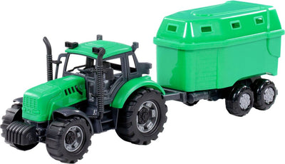 Cavallino Toys Cavallino Traktor mit Pferdeanhänger grün, Skala 1:32