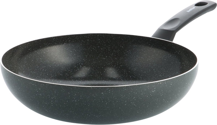 Kochstar Stein-Keramik-Wok-Pfanne – ohne Deckel – 28 cm – 3,57 l – PFAS-frei – Induktions-Wok-Pfanne – Induktionspfanne – Keramik-Antihaftbeschichtung – Kühlgriff – ofenfest bis 130 °C – Granit