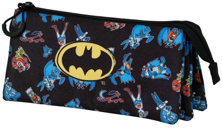 Karactermania – Looney Tunes – Batman Tunes Triple Fan 2.0 Zeichenetui – Federmäppchen – Stiftetui – Stifttasche – Schwarz