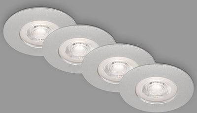 Briloner Kulana – Set mit 4 LED-Einbaustrahlern – Badezimmerbeleuchtung – ø9 cm – IP44 – 4,9 W – 480 lm – 3.000 K – Chrom