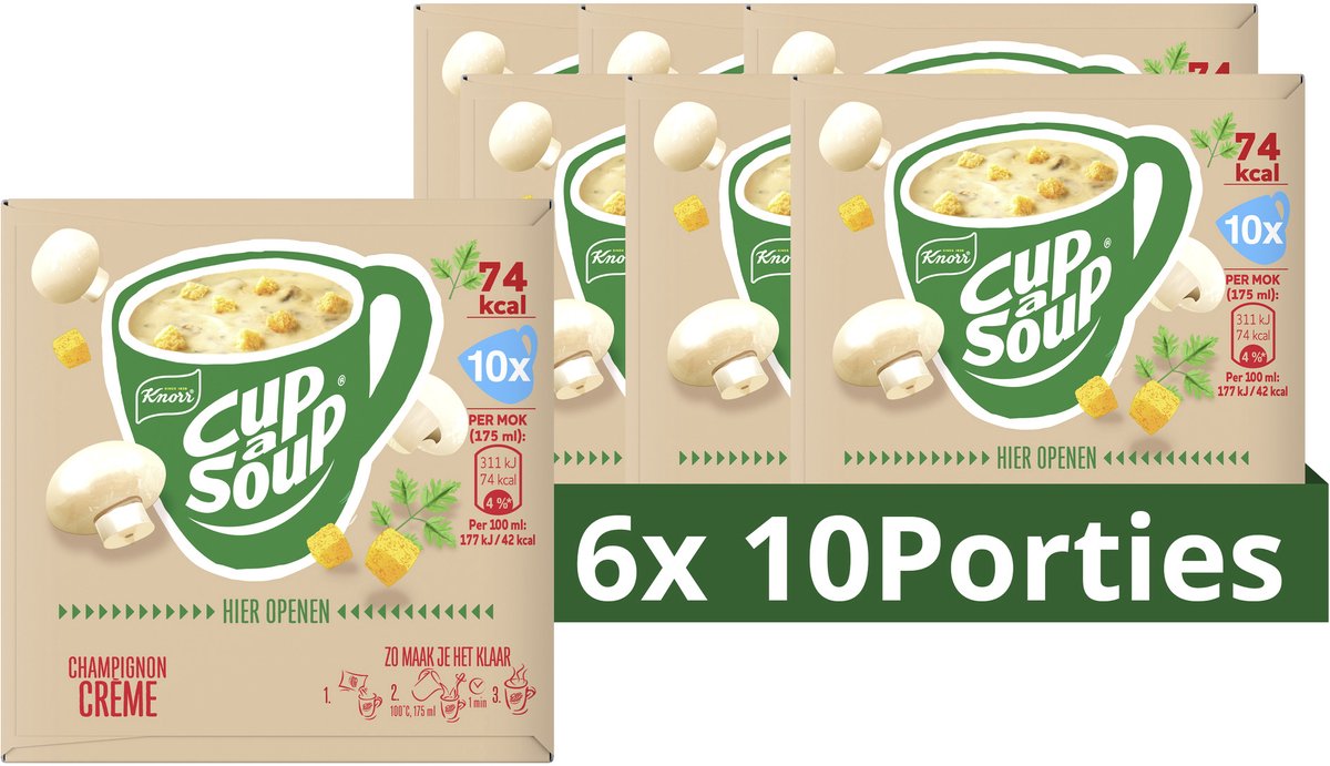Knorr Tasse Suppe - Pilzcreme - ohne Geschmacksverstärker, Farb- und Konservierungsstoffe - 60 Portionen
