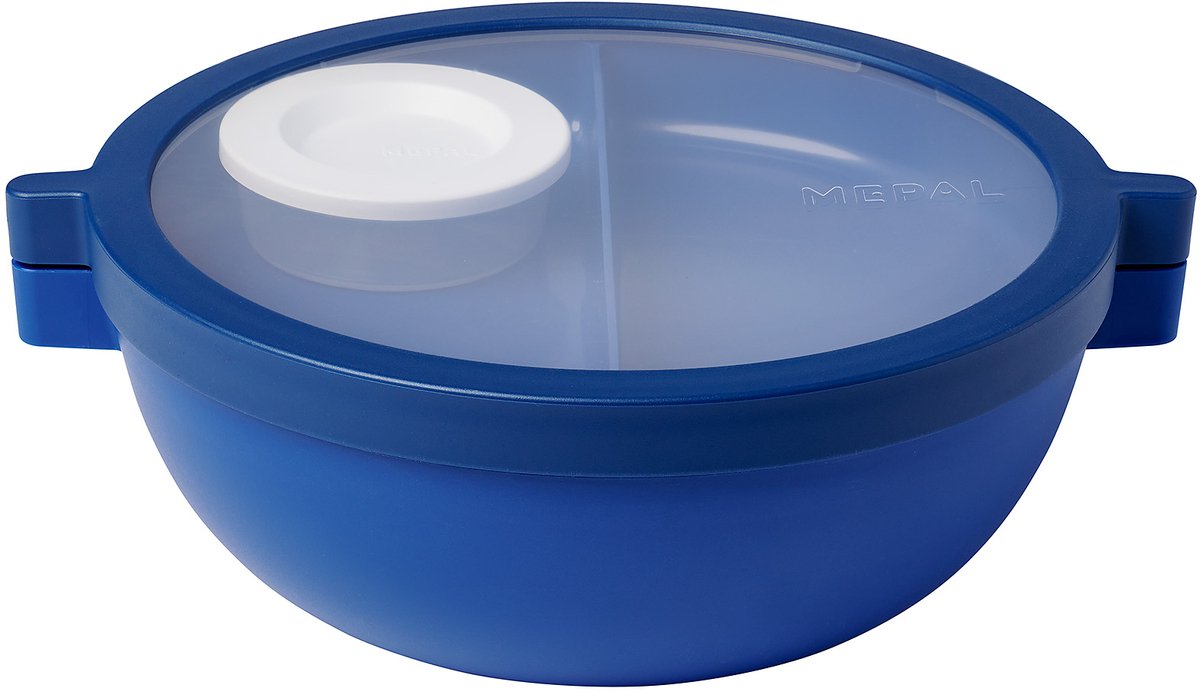 Mepal Vita Basic Bento-Lunchschale – 1,5 l – 4 Fächer inklusive 2 herausnehmbaren Behältern – Bento-Box – Salat-Lunchbox – Vivid Blue