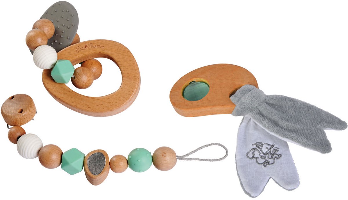 Eichhorn Baby reines Holz Geschenk 3dlg.