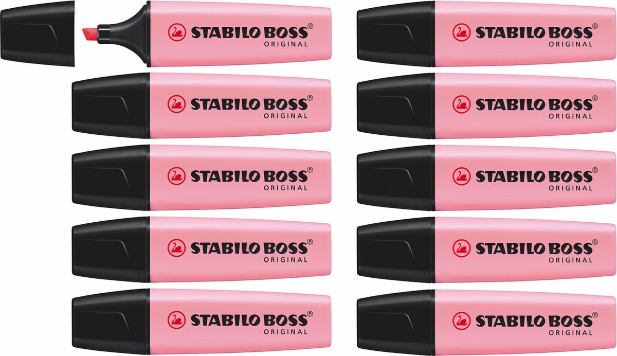 Stabilo Boss Original Pastell – Textmarker – Puderrosa – Packung mit 10 Stück