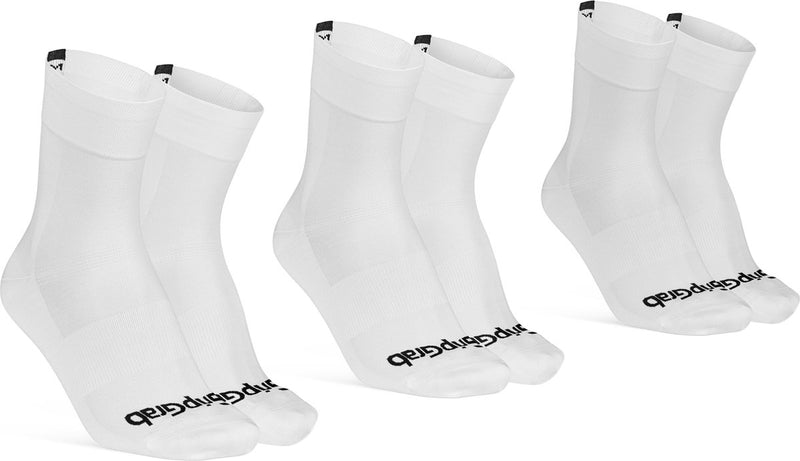 Gripgrab – leichte SL 3er-Pack Performance-Sommer-Radsocken 3 Paar Coolmax-Radsocken regulärer Schnitt – weiß – Unisex – Größe S (38–41)