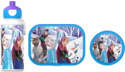 Mepal Lunchset (Pop-Up-Flasche. Lunchbox Obstbox) Campus – 400 + 750 + 300 ml – Lunchbox und Trinkbecher für Kinder – Bento-Box – Pop-Up-Trinkflasche – Frozen Friends