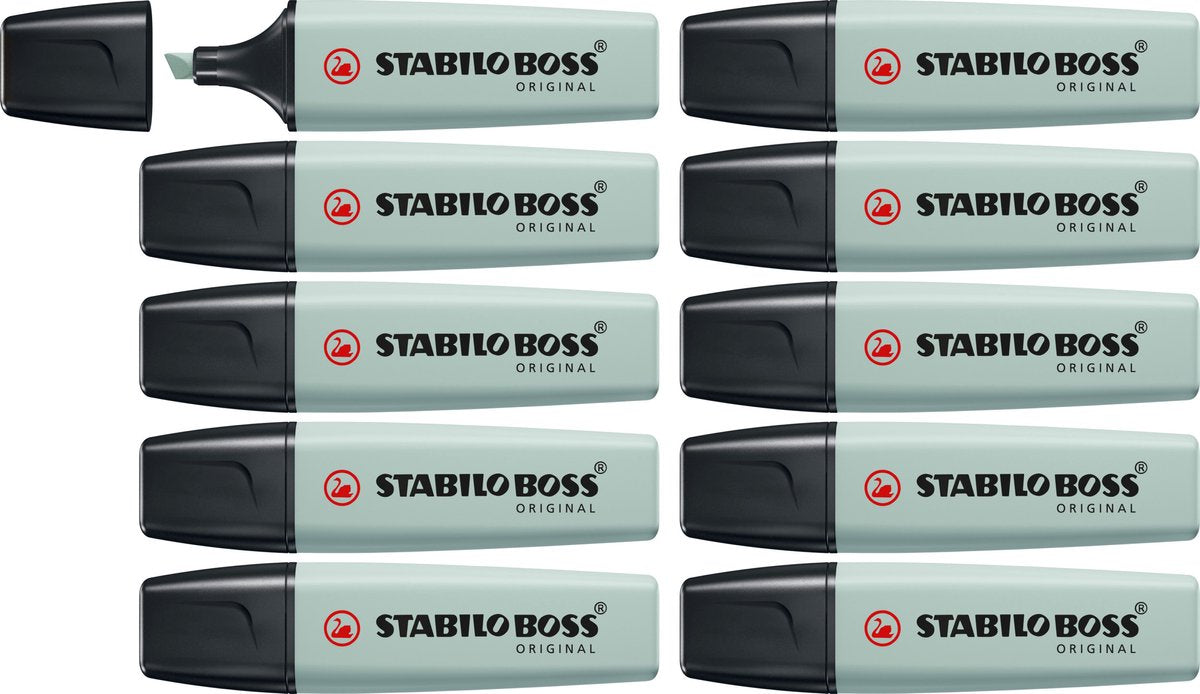 Stabilo Boss Original – Textmarker – Naturfarben – Erdgrün – Schachtel mit 10 Stück